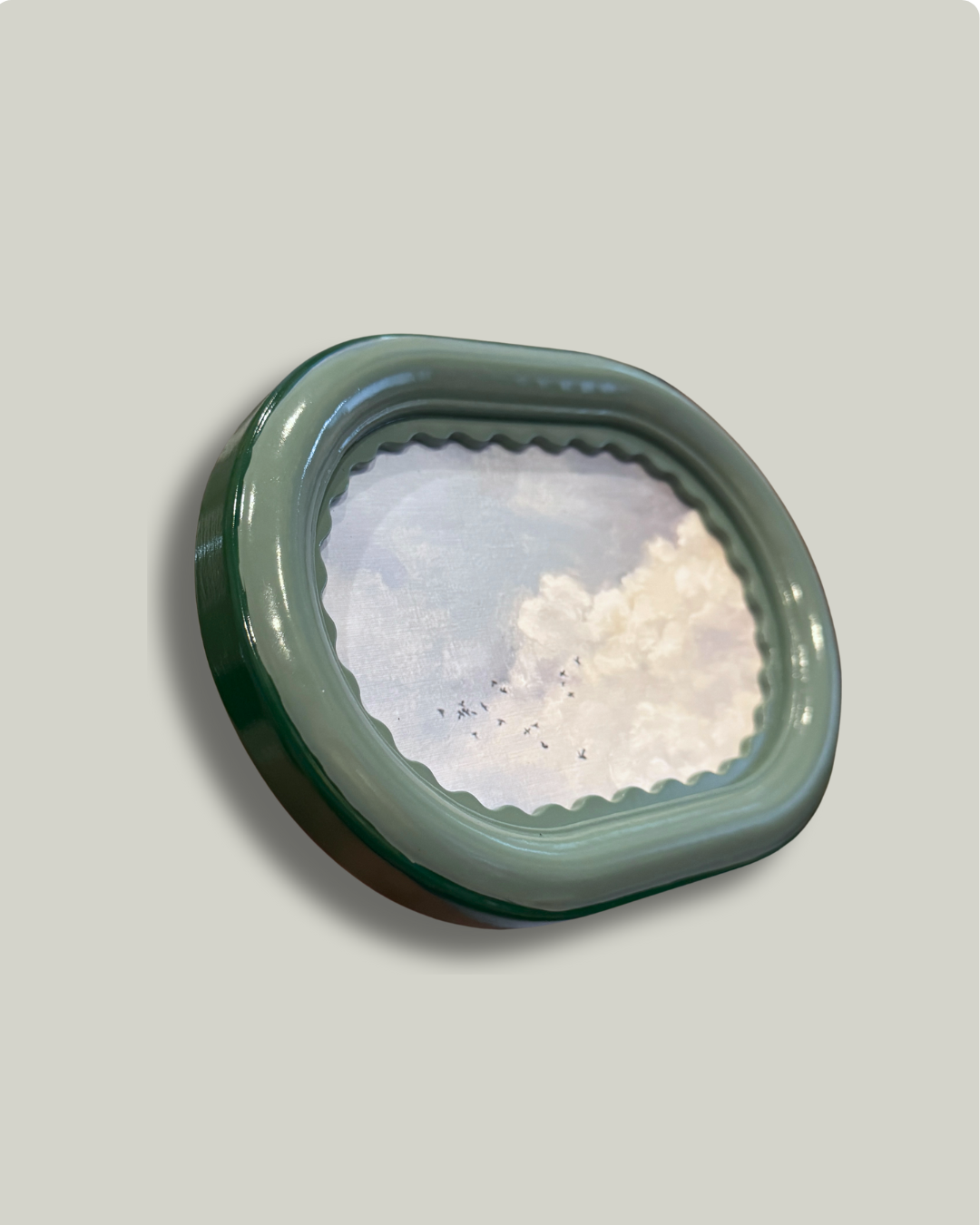 "Cozy Clouds" Seafoam Round Frame