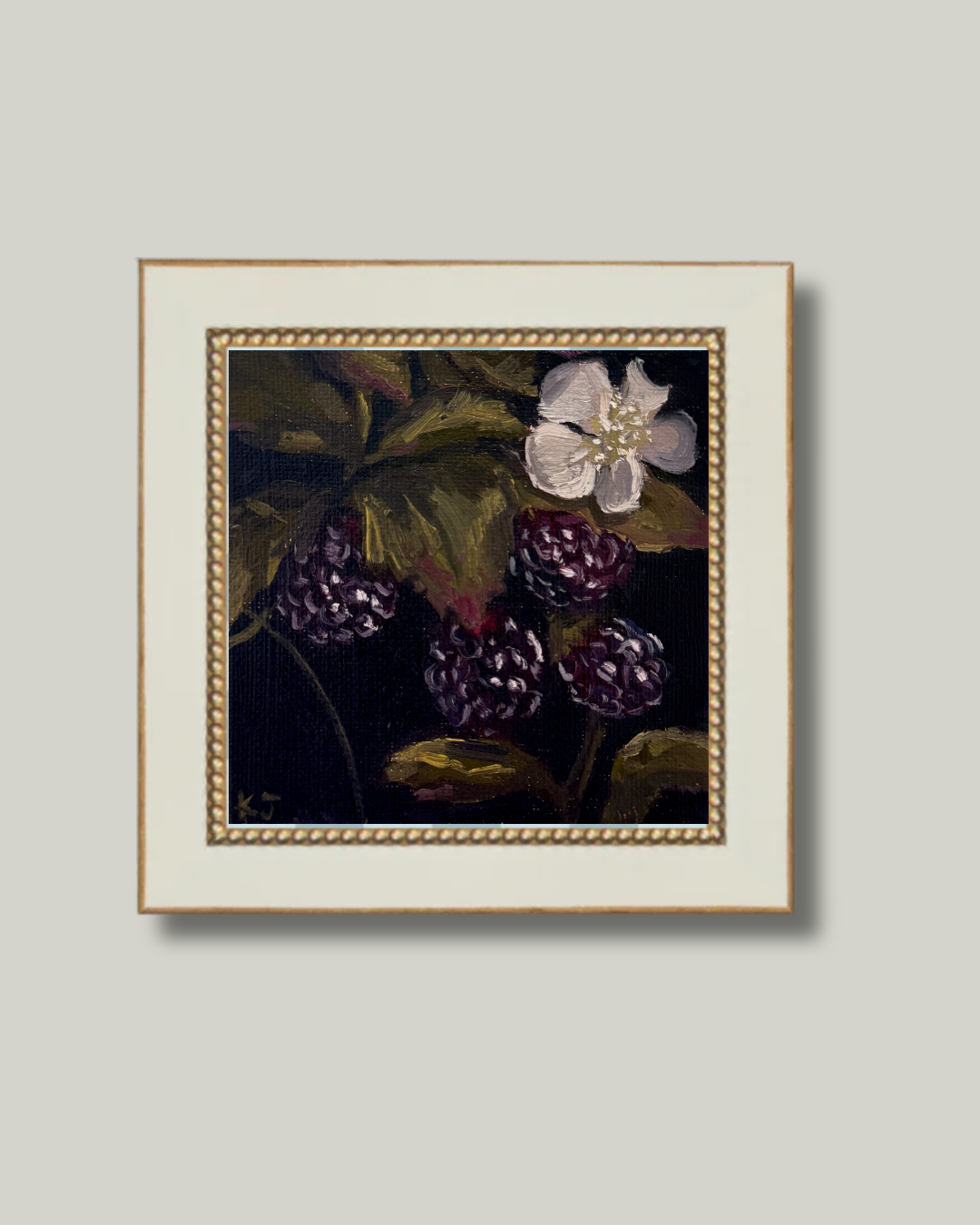 "Midnight Berries" White Gold Bead Frame