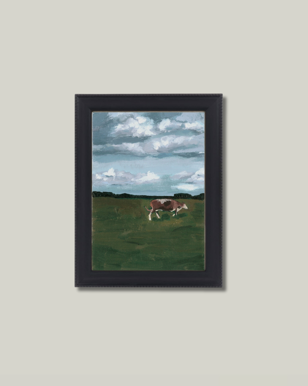 "Grazing Cow" Classic Black Frame