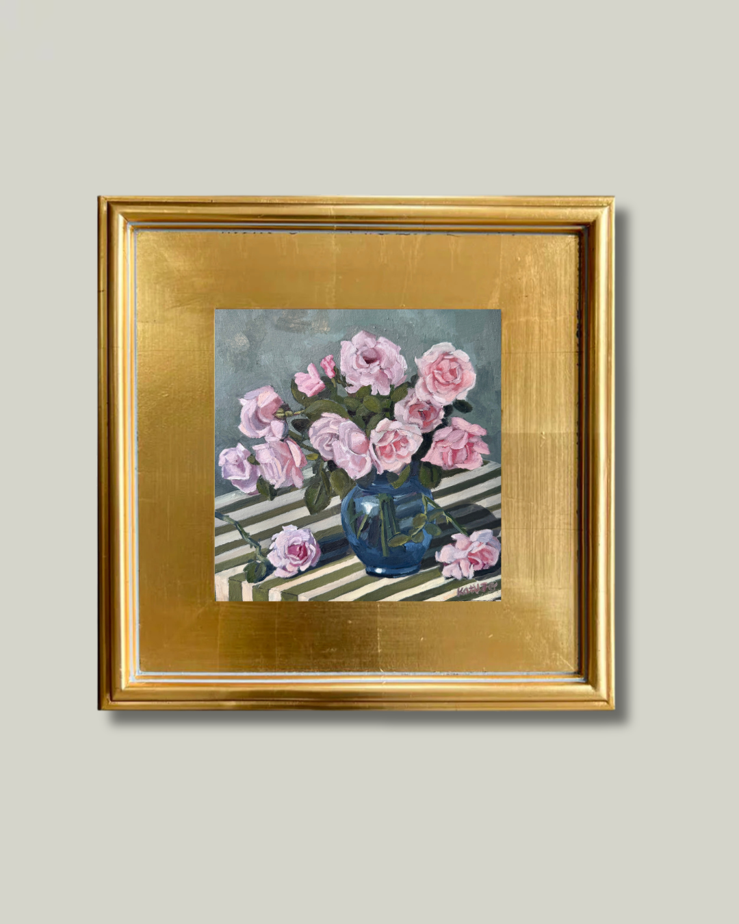 "Stripes and Flowers" French Gold Frame