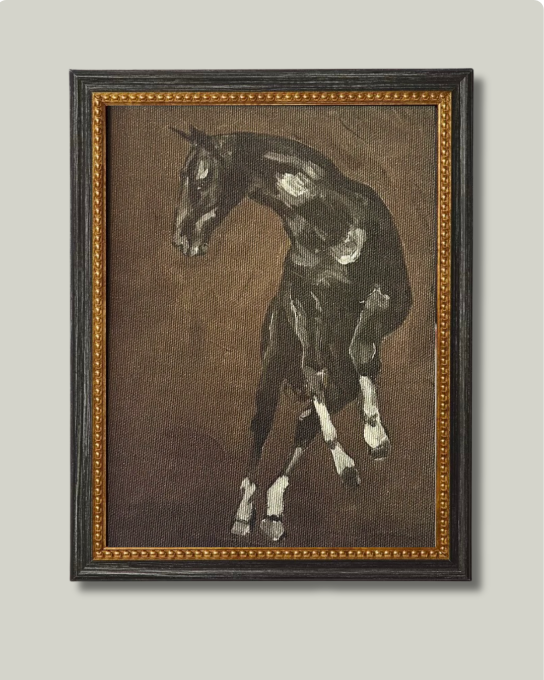"The Stallion" Black and Gold Bead Frame