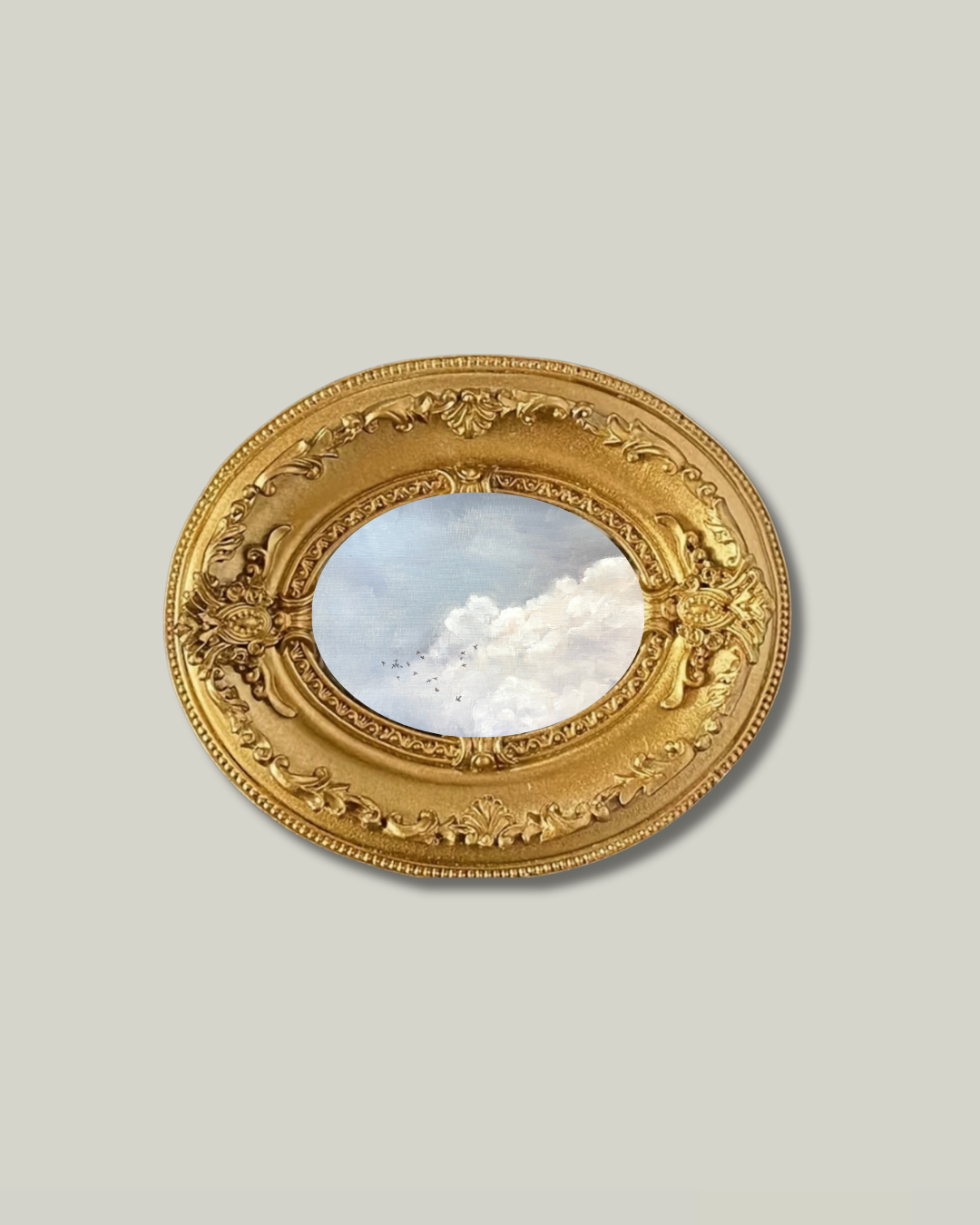 "Cozy Clouds" Chunky Vintage Gold Frame