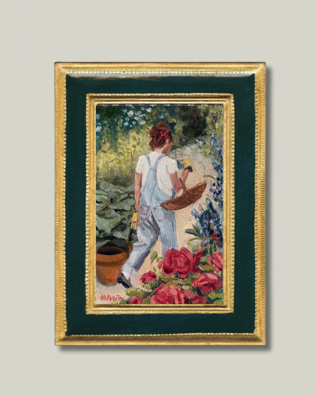 "Just A Girl and Her Garden" Navy Italian Frame