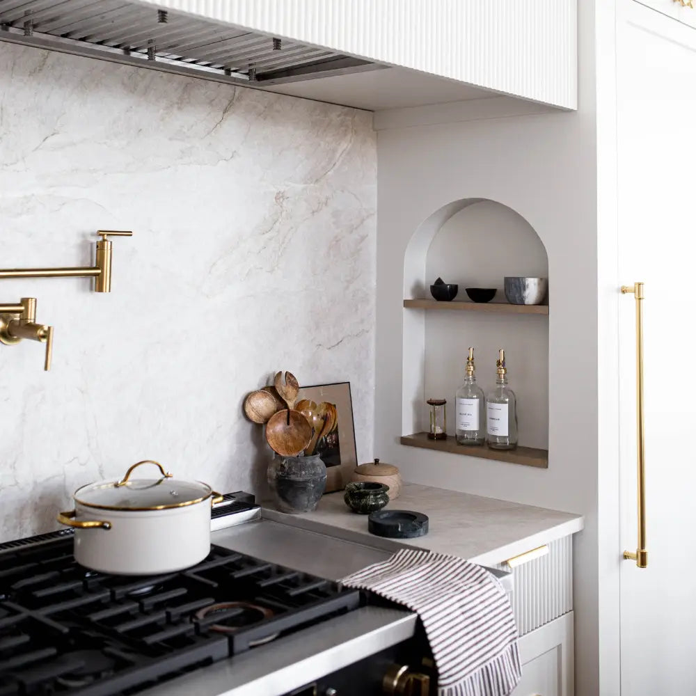 Brown & White Stripes Ruffle Kitchen Dish Towel