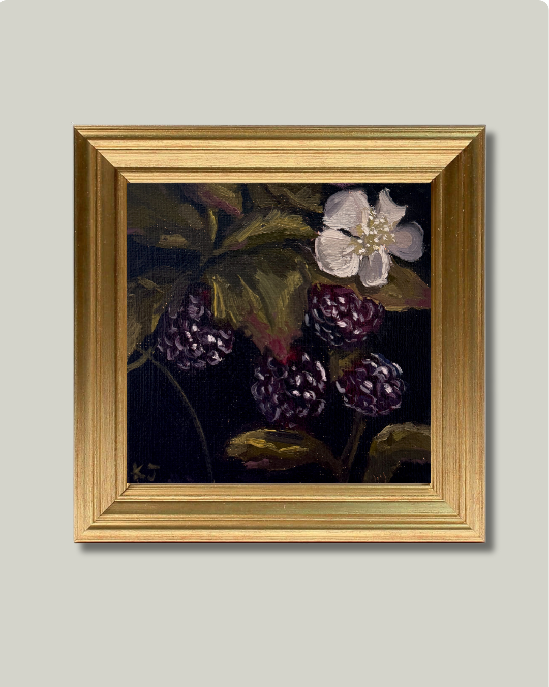 "Midnight Berries" Classic Gold Frame
