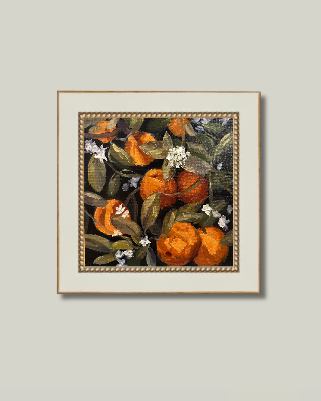 "Orange Blossoms" Darling Gold Bead Frame