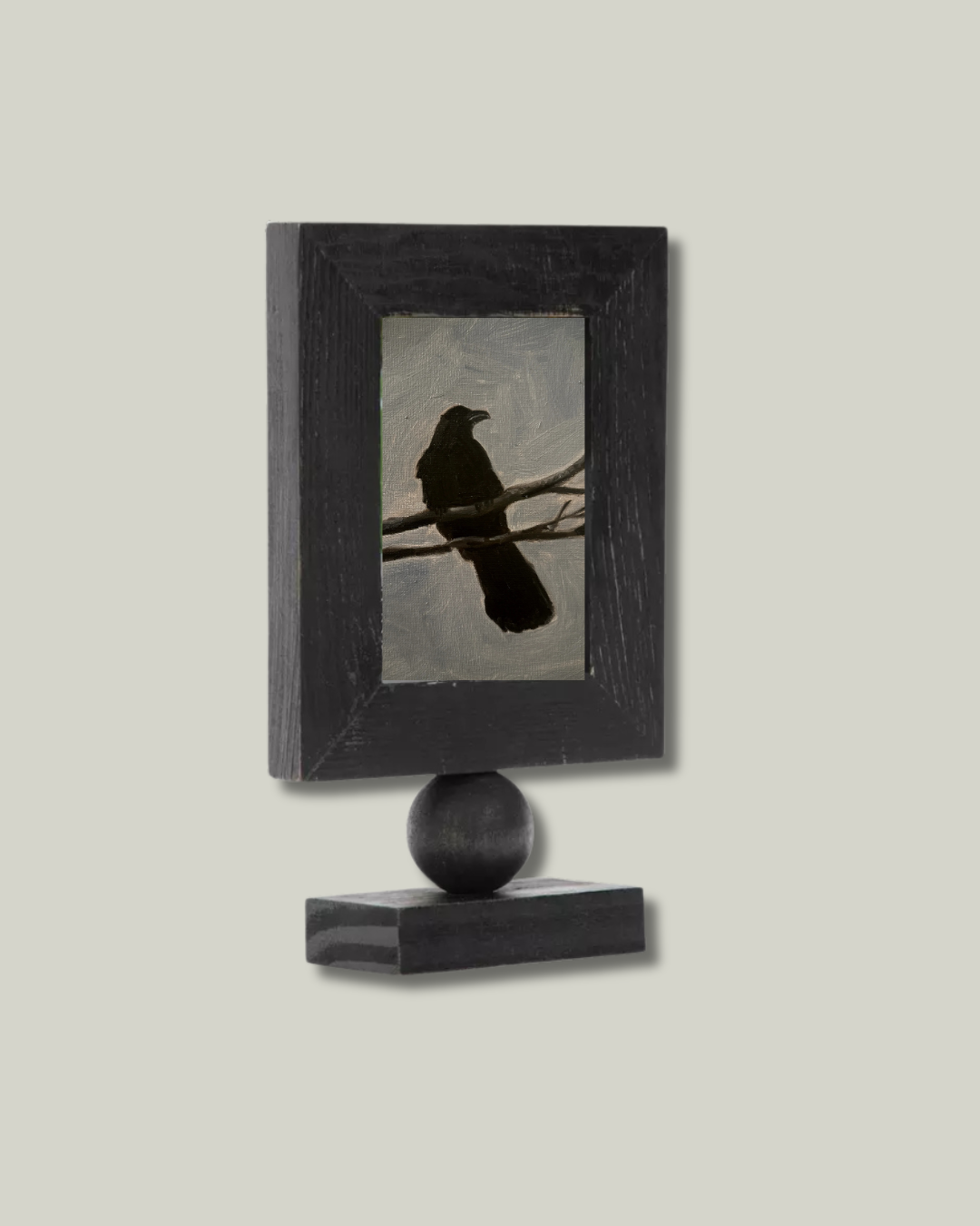 "Watching Crow" Standing Black Frame