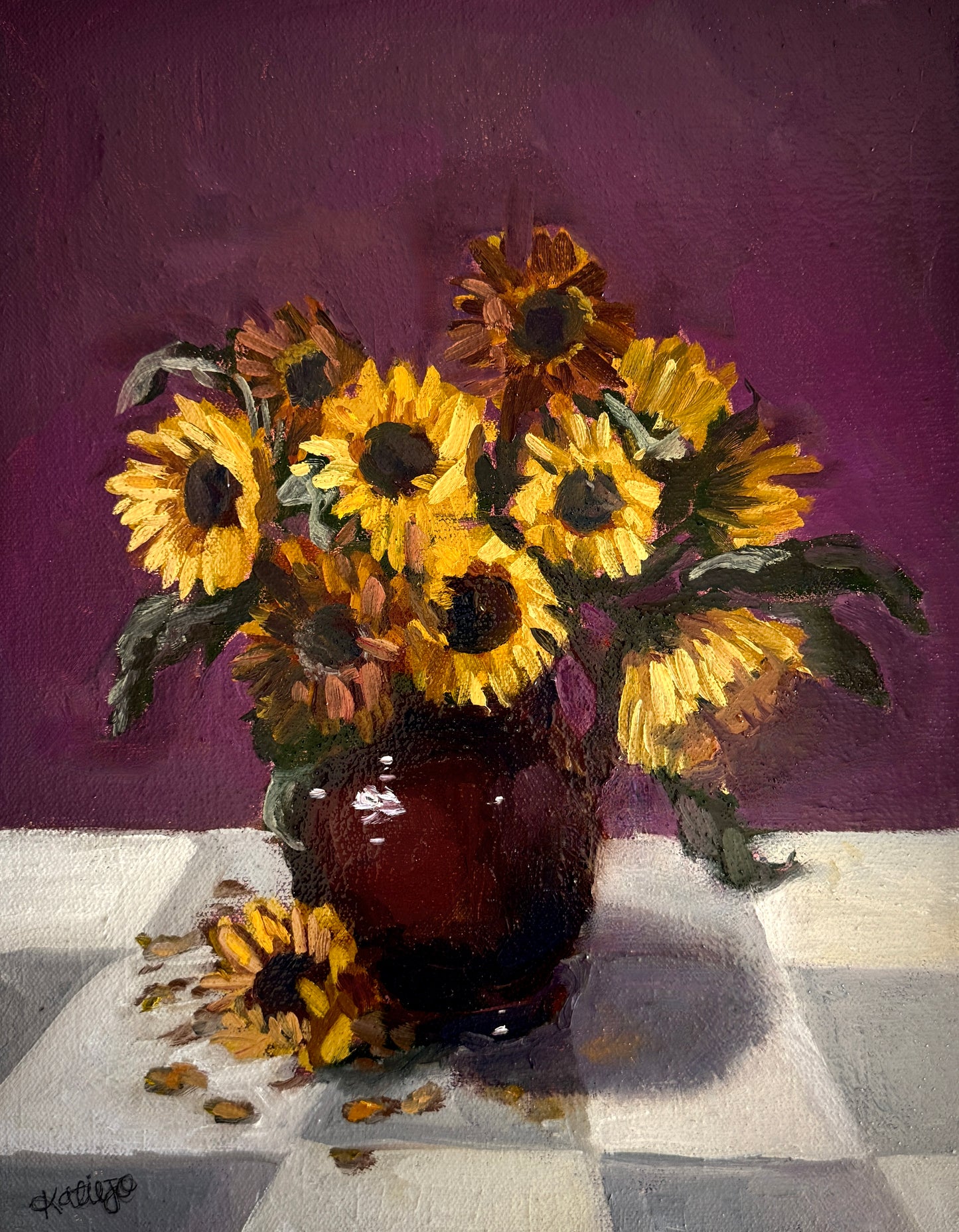 "Vase Of Sunflowers" Original
