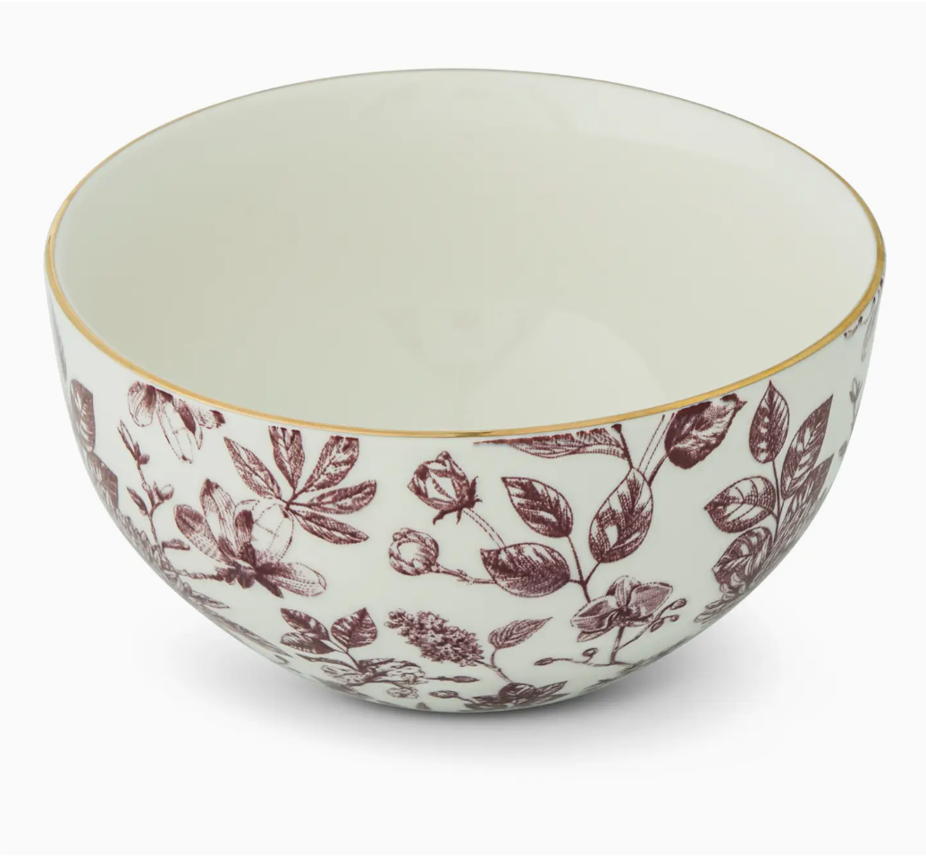 Dahlia Toile decorative bowl magestic maroon