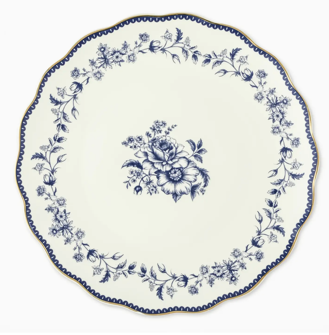 Blue eloise toile scalloped plate