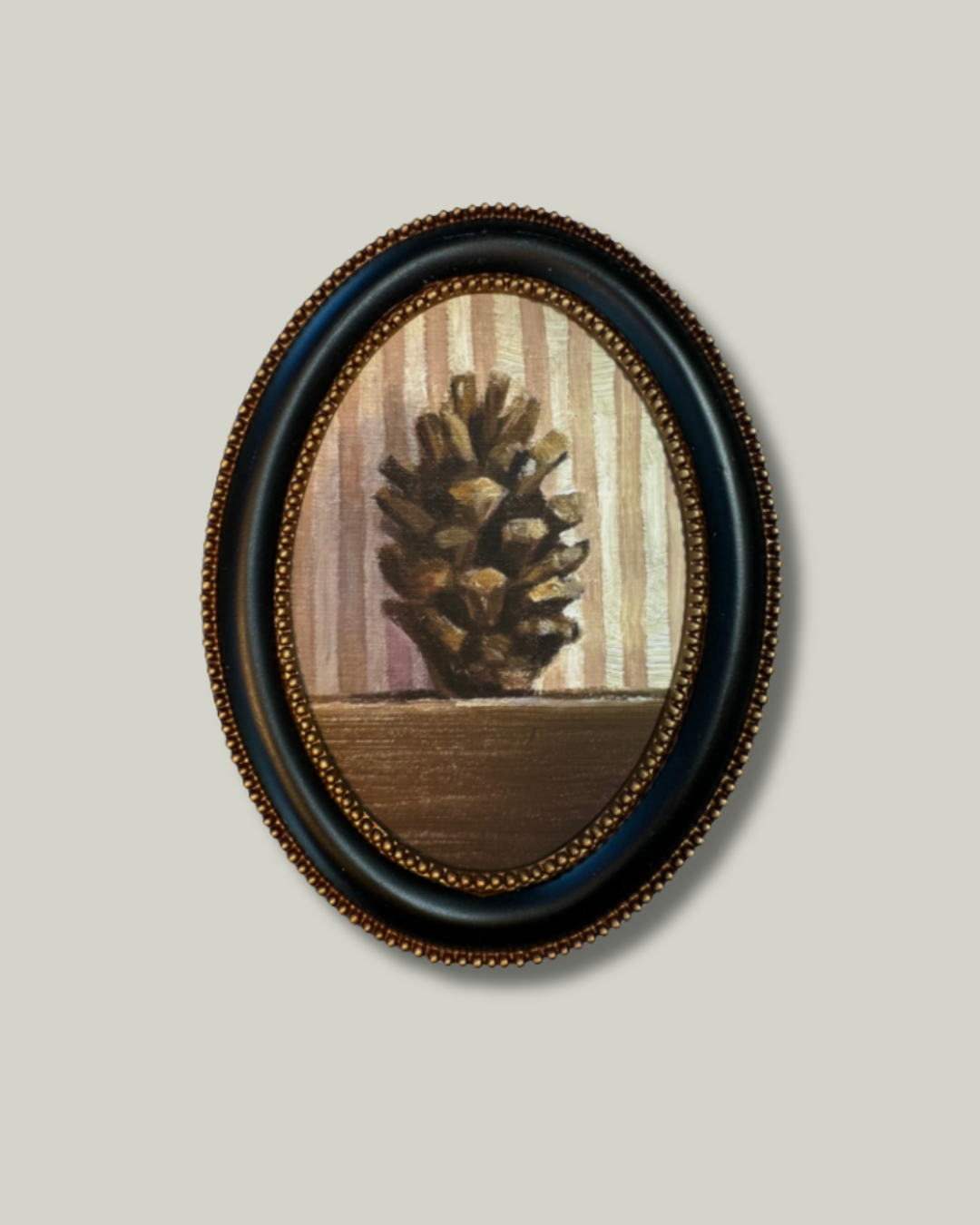 "Pine Cone" Print, Moody Oval Frame