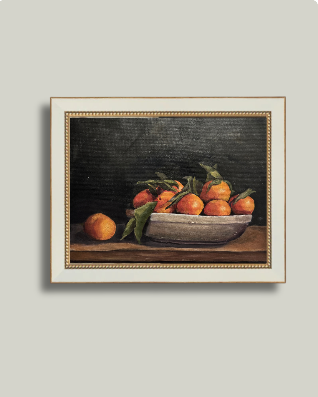 "Bowl Of Oranges" White Bead Frame