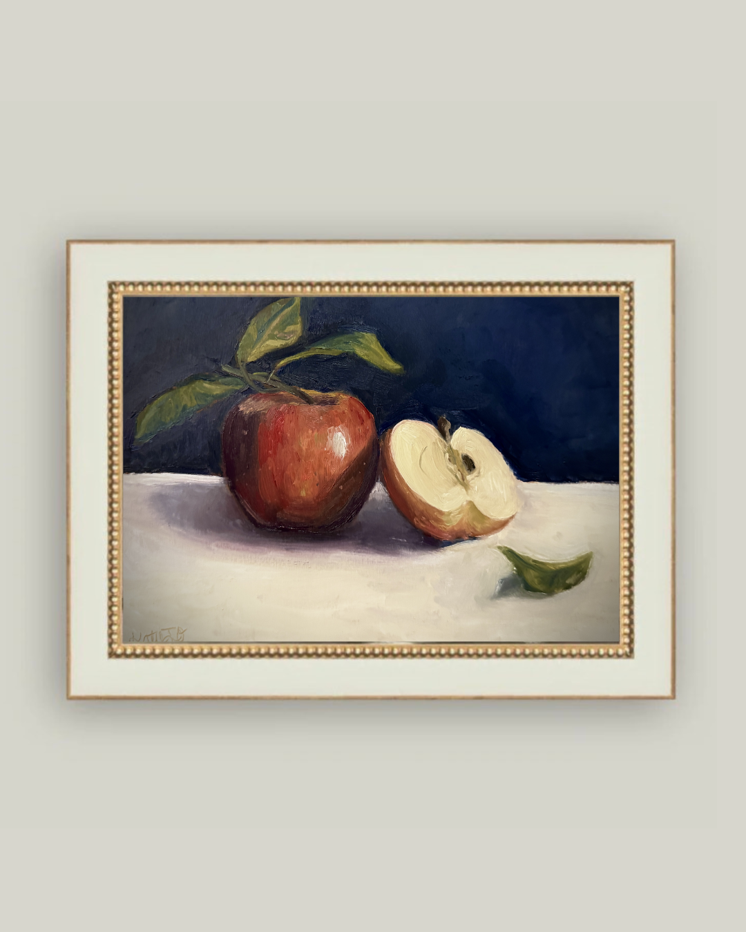 "Freshly Picked Apple" White Gold Bead Frame