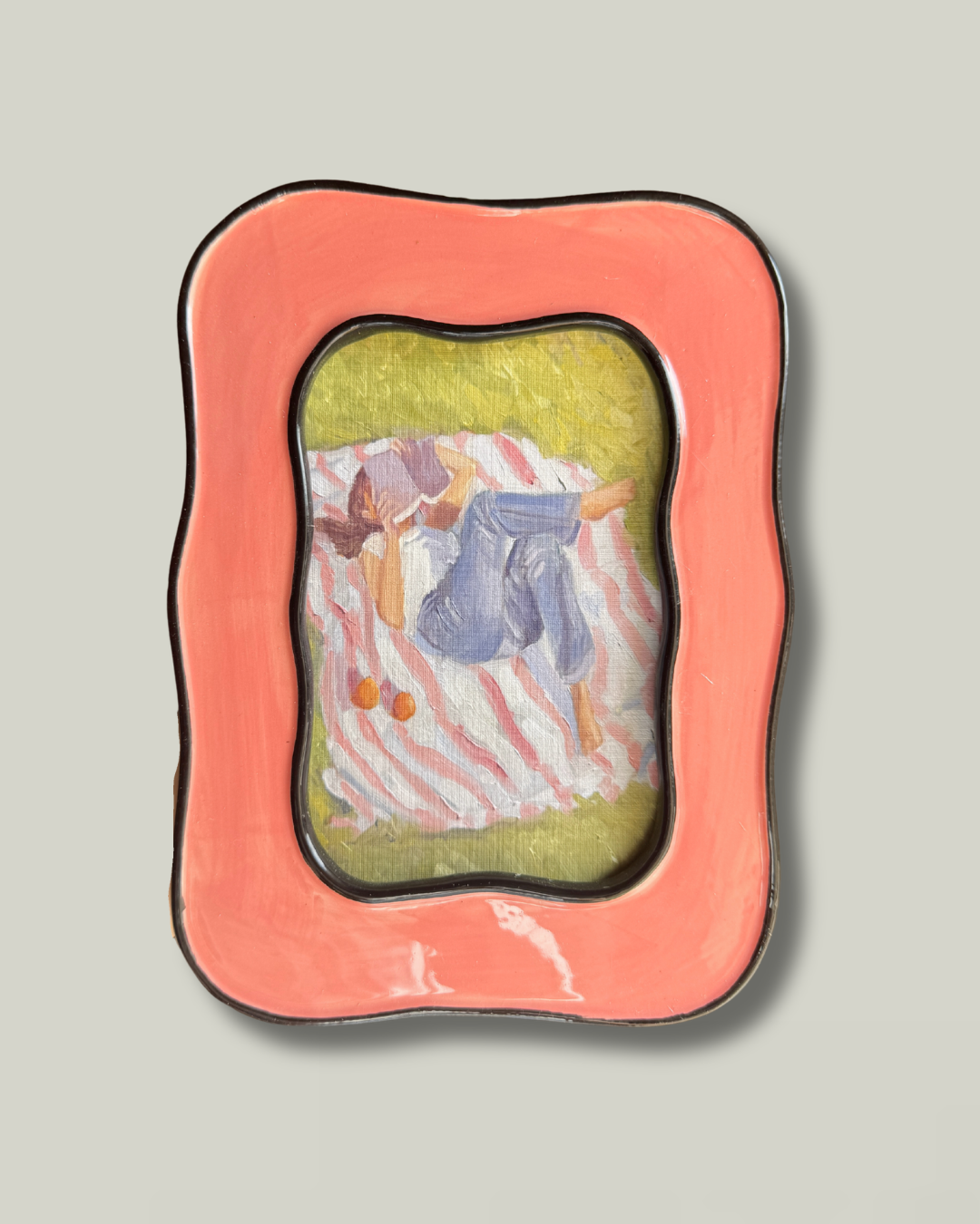 "Just A Girl and Her Book" Salmon Frame