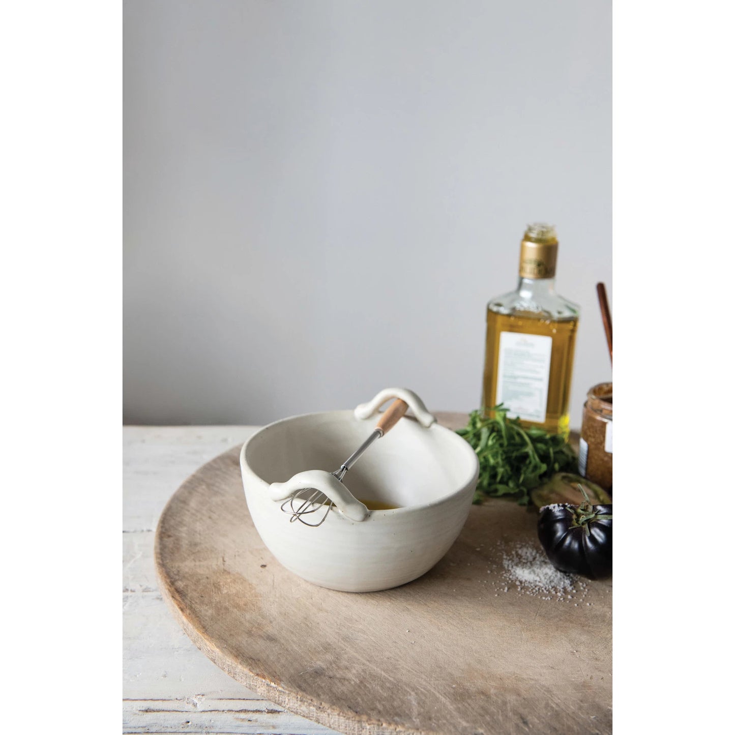Stoneware Batter Bowl with Whisk