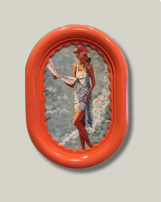 "Portofino Morning" Sea Coral Round Frame