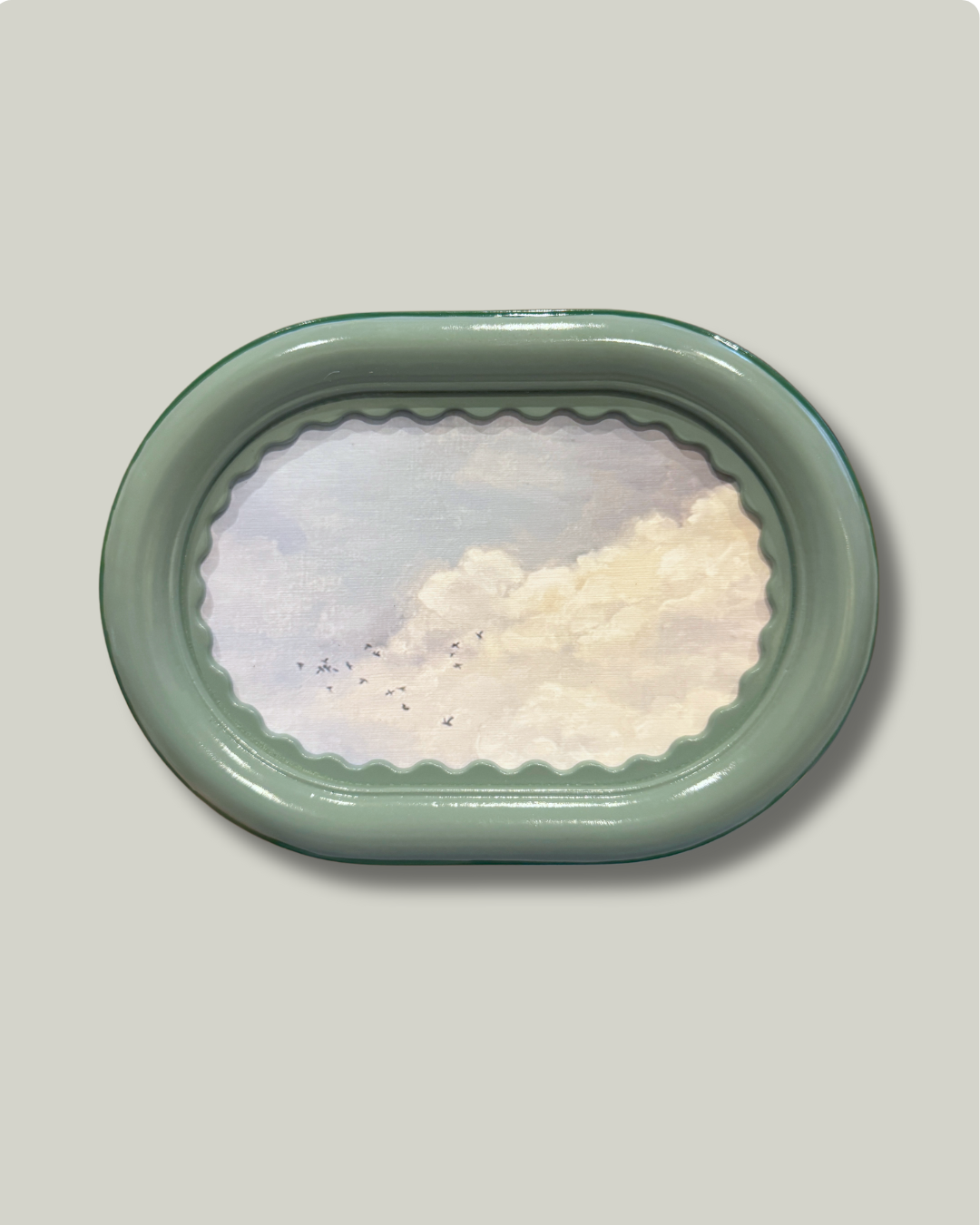 "Cozy Clouds" Seafoam Round Frame