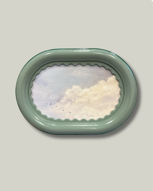 "Cozy Clouds" Seafoam Round Frame
