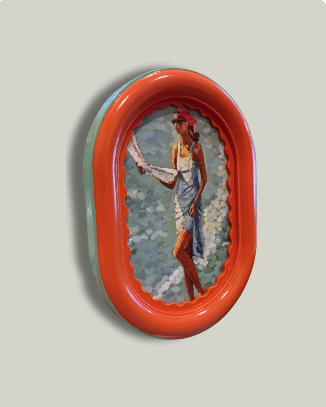 "Portofino Morning" Sea Coral Round Frame