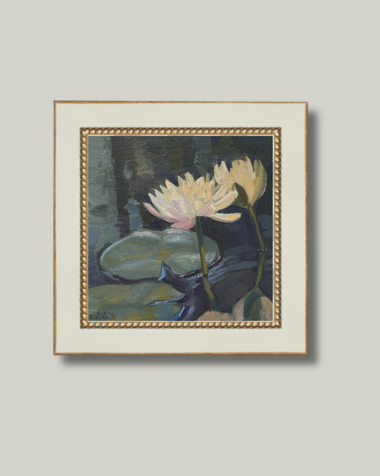 "Water Lilies" White Gold Bead Frame