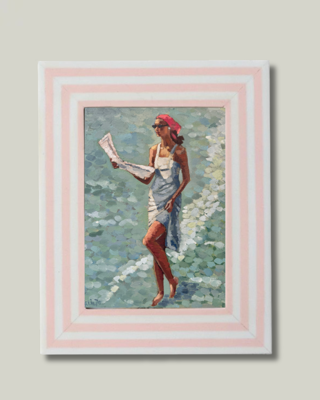 "Portofino Morning" Pink Regatta Frame