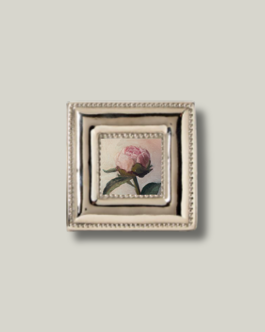 "Single Peony" Silver Mini Frame