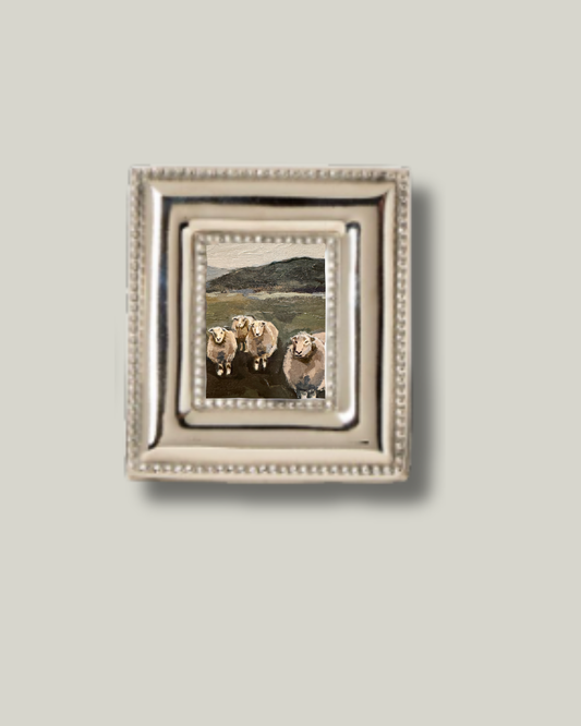 "Field Of Sheep" Silver Mini Frame