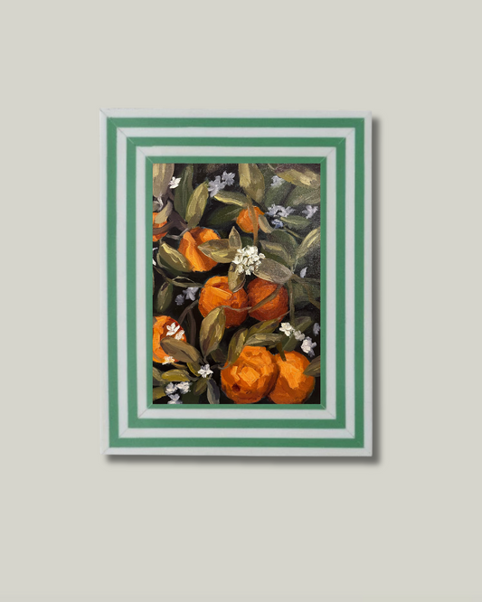 "Orange Blossoms" Green Regatta Striped Frame