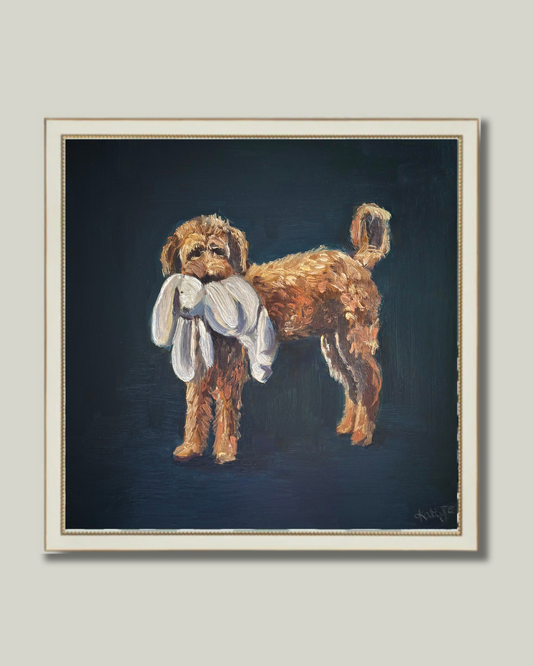 "Golden Doodle" White Gold Bead Frame