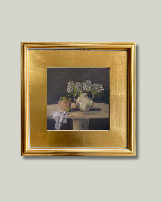 "Vase Of Hydrangeas" French Gold Frame