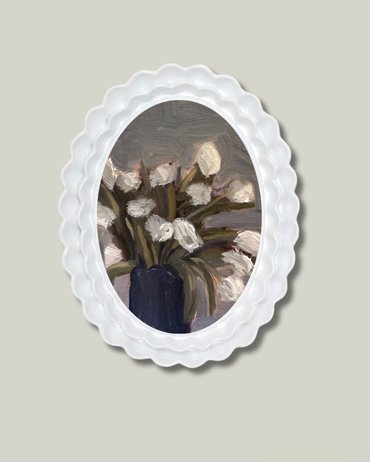 "White Tulips" White Ruffle Frame