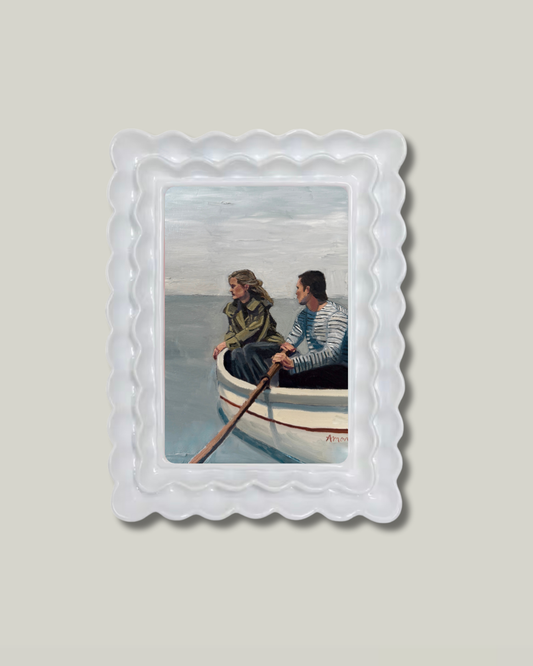 "The Engagement" White Ruffle Frame