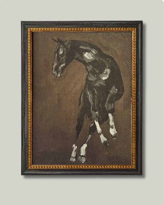 "The Stallion" Black and Gold Bead Frame