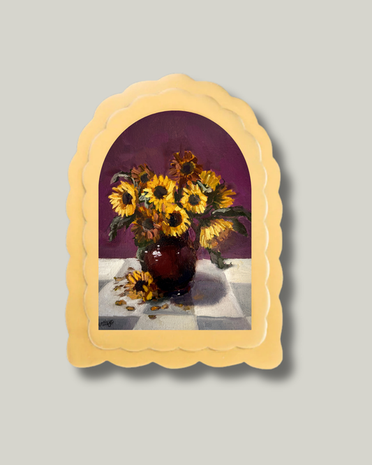 "Vase of Sunflowers" Scalloped Arch Frame
