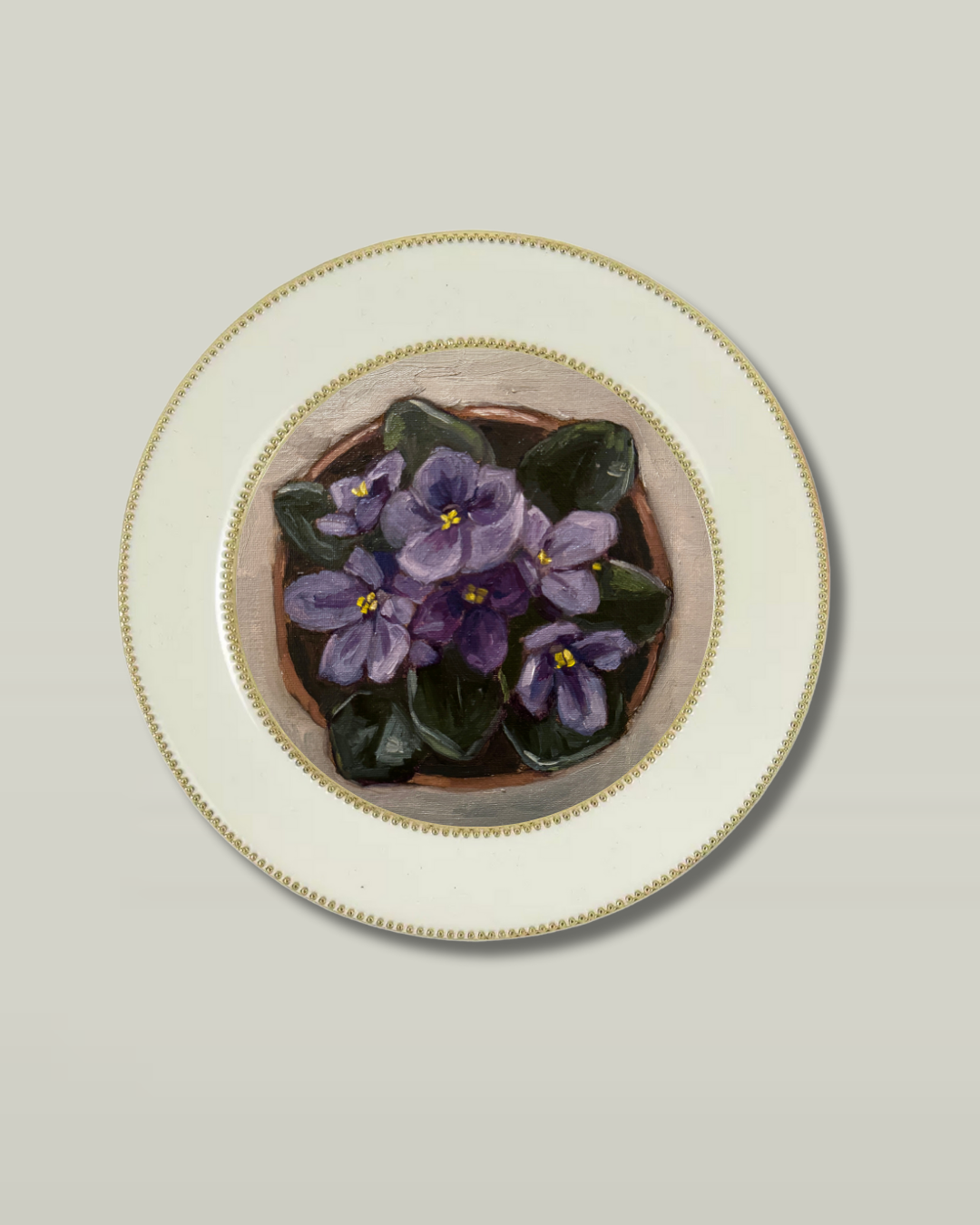 "African Violets" Darling Gold Bead Frame