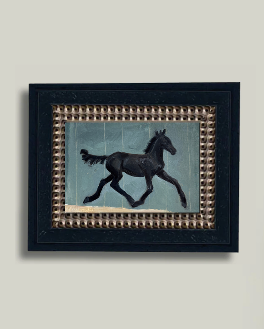 “Prancing Philly” Black Gold Bead Frame