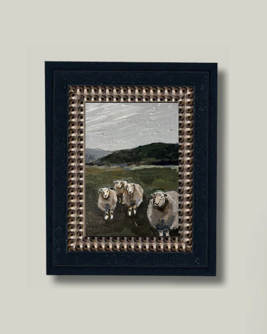 “Field Of Sheep” Black Gold Bead frame