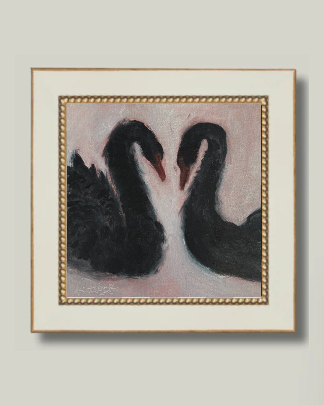 “Verda’s Swans” White Gold Bead Frame