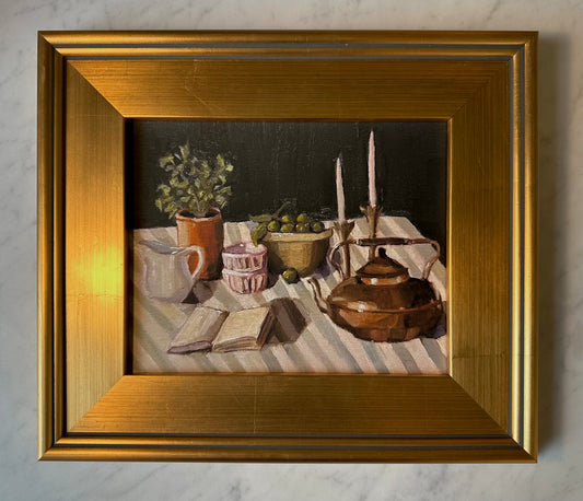 "Striped Table" Print, French Gold Frame