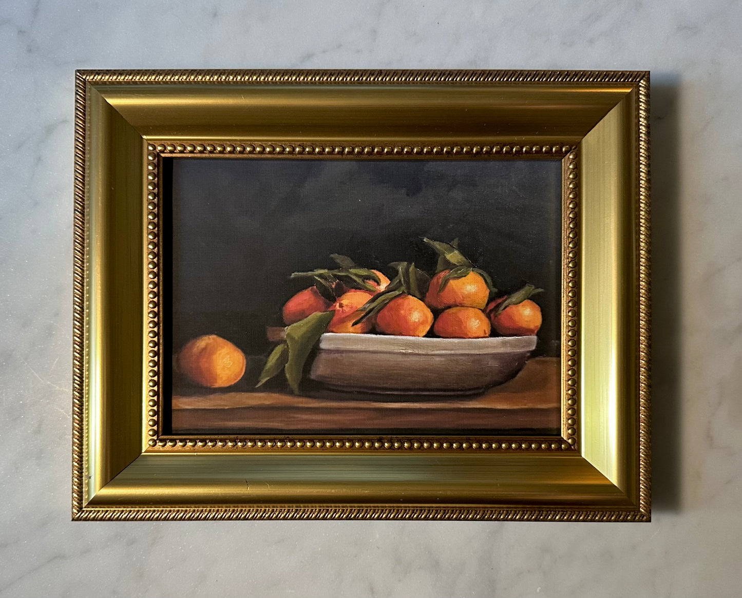 "Bowl Of Oranges" Print, Gold Chaplet Frame