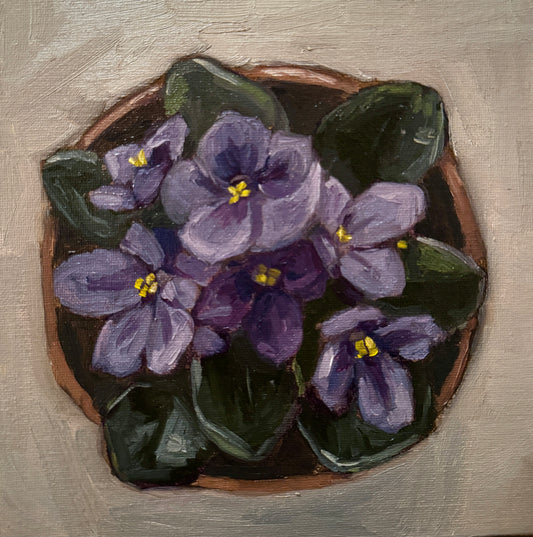 "African Violets" Original Oil Painting