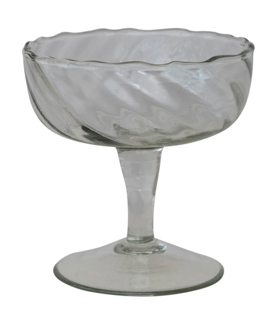 Hand Blown Twisted stem Coupe
