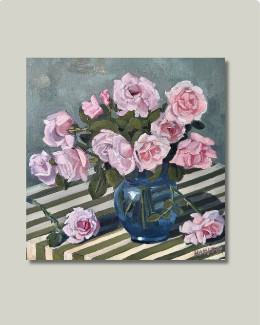 "Stripes and Flowers" Original