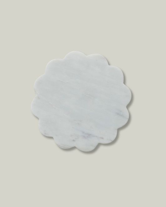 Round Marble Scalloped Tray