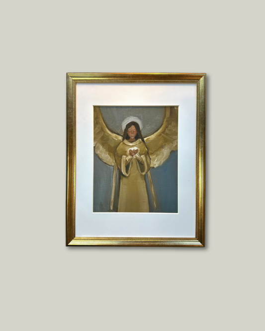 "Gold Angel" Print, Matted Gold Frame