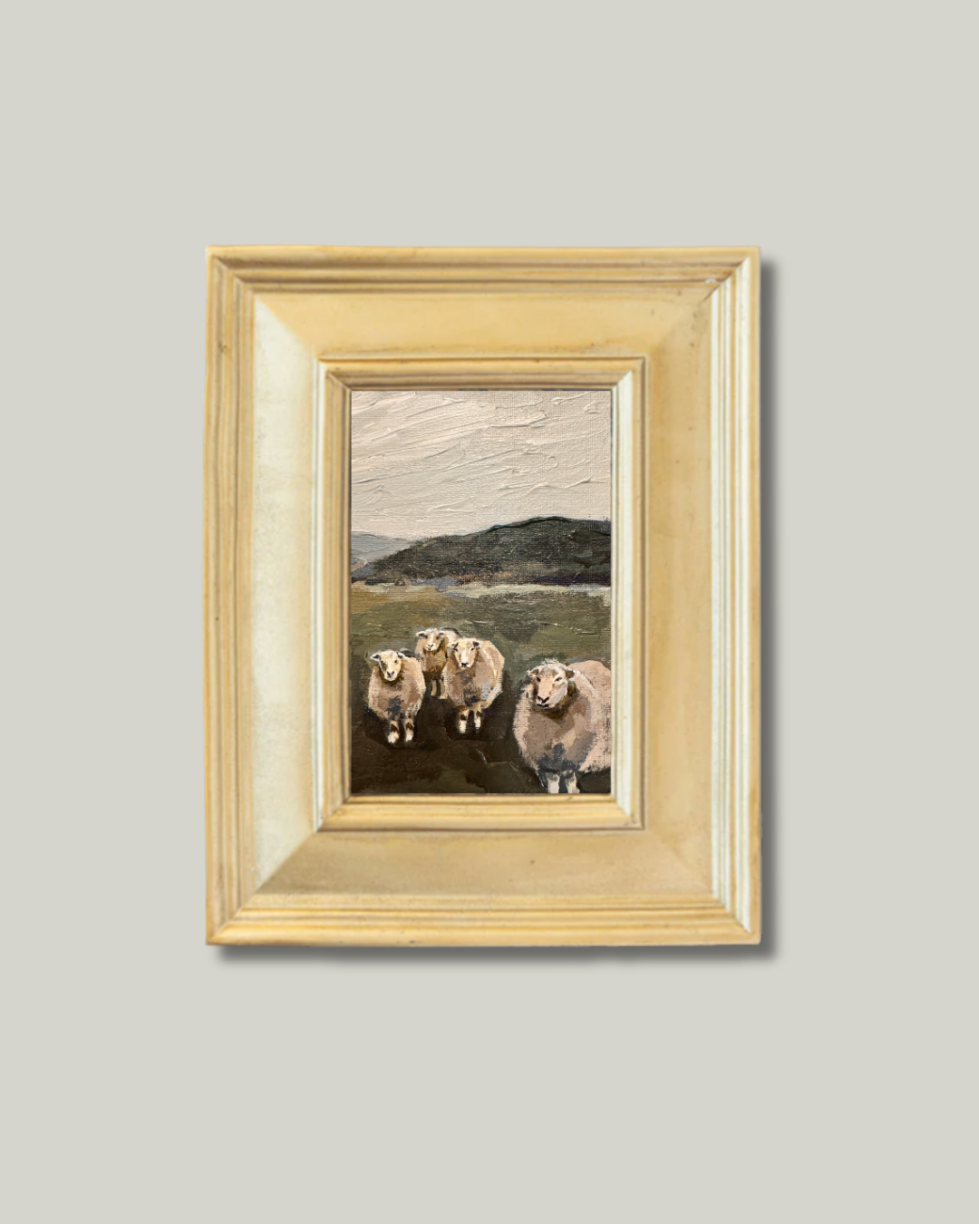 "Field Of Sheep" Double Rectangle Gold Frame