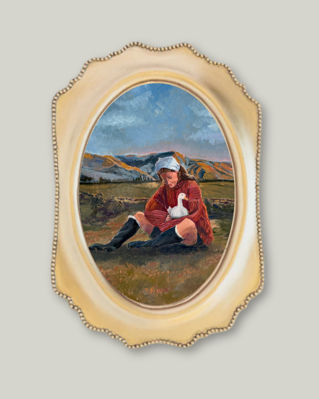 "The Girl & Her Duck" Heirloom Oval Frame