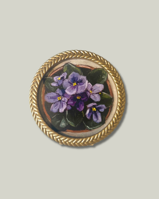 "African Violets" Print, Braided Gold Frame