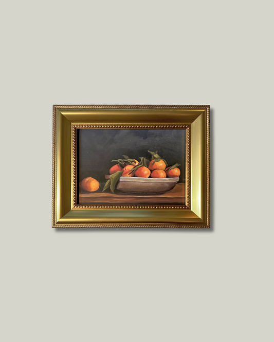 "Bowl Of Oranges" Print, Gold Chaplet Frame