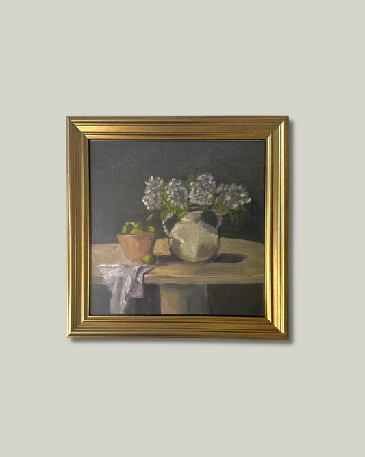 "Vase of Hydrangeas" Print, Perfect Gold Frame